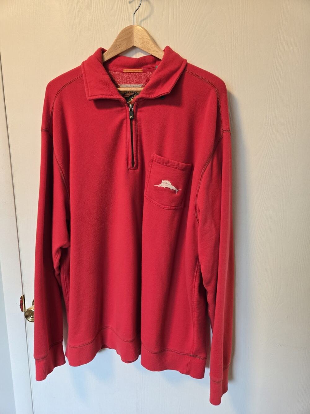 Tommy Bahama Relax 1/4 Zip Pullover XXL Red Sweatshirt Cotton Blend Casual Mens